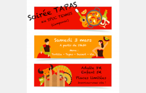 Soirée Tapas 3 mars 2018