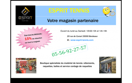 Magasin partenaire:Esprit tennis