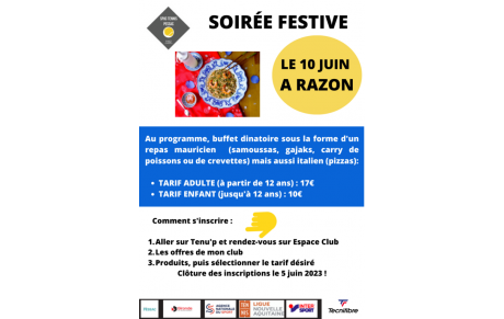 SOIREE FESTIVE 10 JUIN 2023